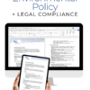Environmental Policy displayed on a desktop computer and tablet, outlining sustainability commitments, regulatory compliance, and eco-friendly business practices.